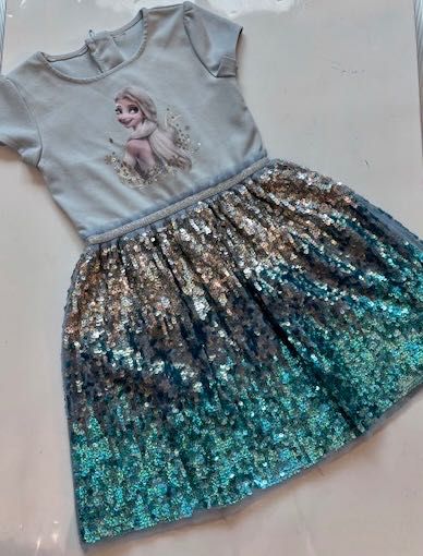 ZESTAW 2 sukienki Elsa, Elza, Frozen, Kraina Lodu CEKINY, tiul