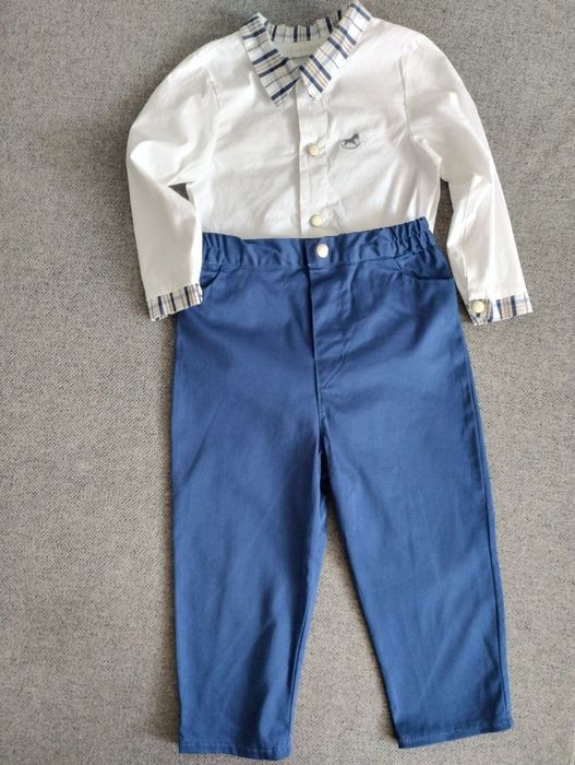 Strój wizytowy elegancki 86 + buty + kocyk + skarpetki na chrzest rocz