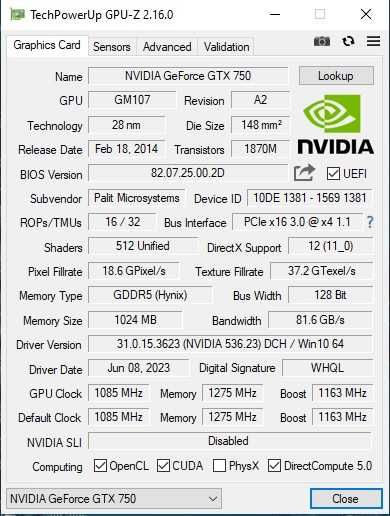 Karta Graficzna PALIT GTX 750 1GB