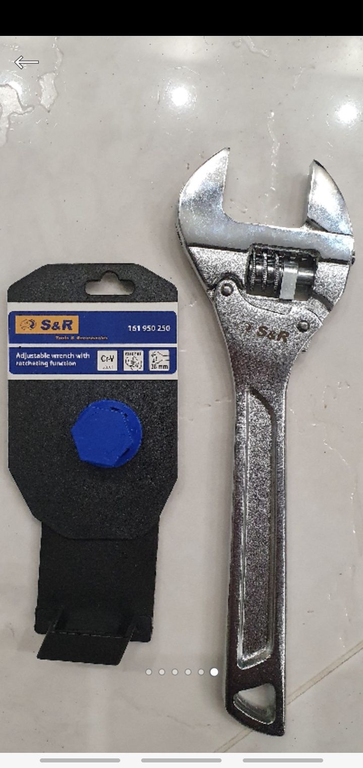 Разводной ключ S&R 256x36 мм с трещоткой