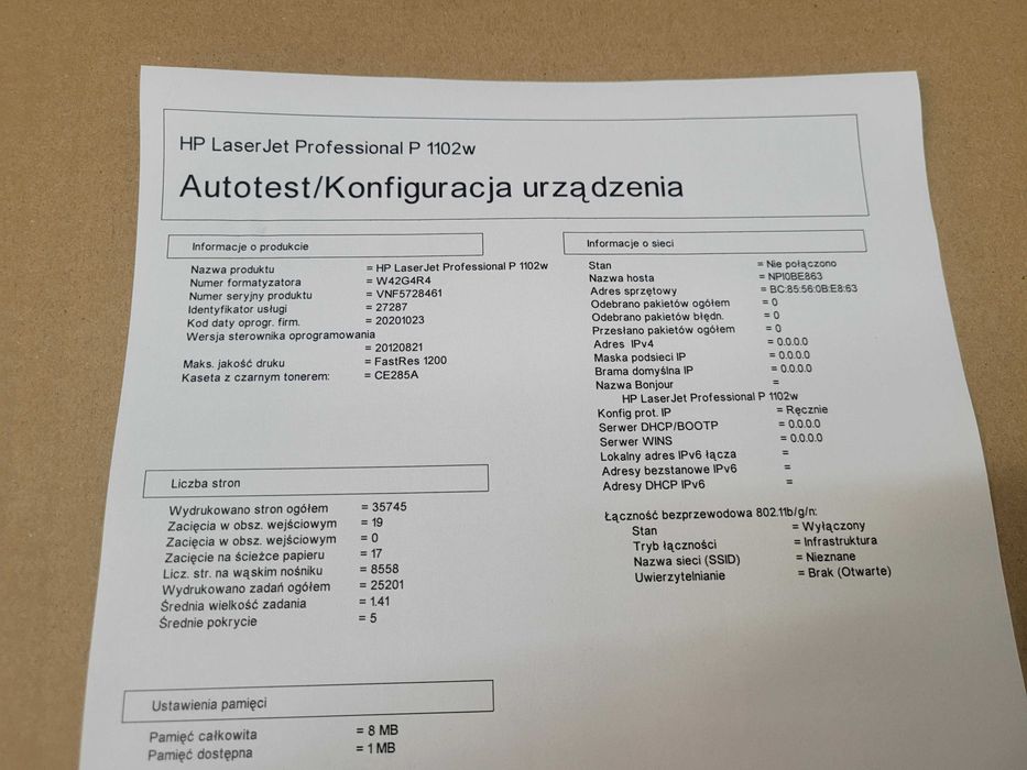 Drukarka HP P1102W wifi nowy toner idealny stan, lepsza od 1020. 1022