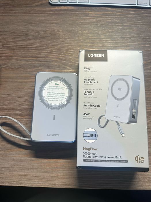 Повер банк Ugreen PB755 (з бездротовою зарядкою Qi2.2 25W), 20000 mAh