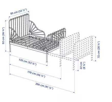 Cama de ferro de criança extensivel