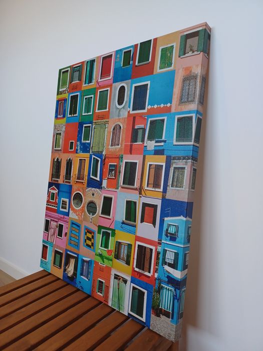 Quadro grande com janelas coloridas 70cm x 90cm