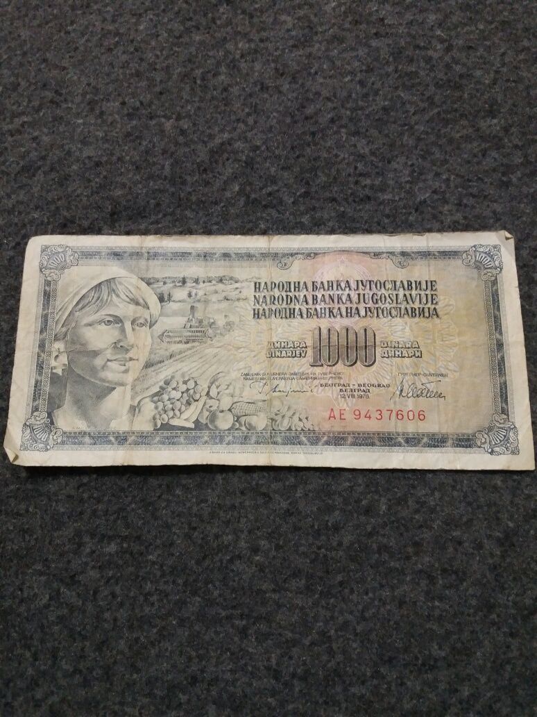 Банкноти Югославії 1000динари , 100динари.