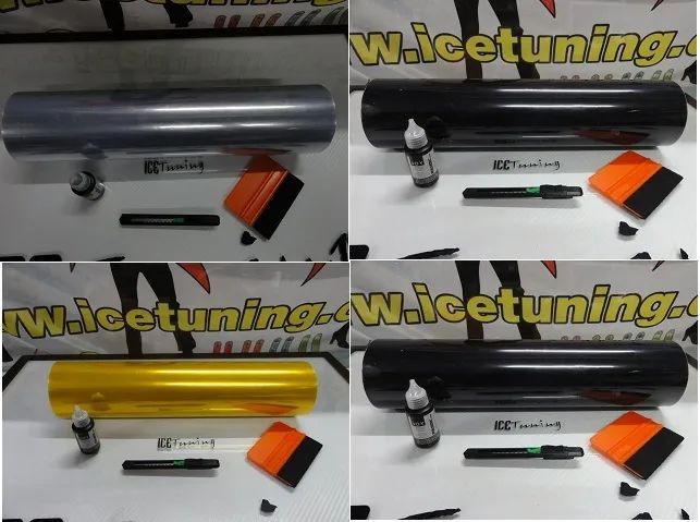 Peliculas Para Faróis em Transparente, Preto light, Preto dark, Amarelo 0.40m X 1m Ou 10m X 0.40m
