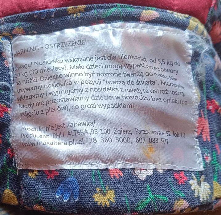 Nosidło ergonomiczne maxaltera 3-30 miesięcy