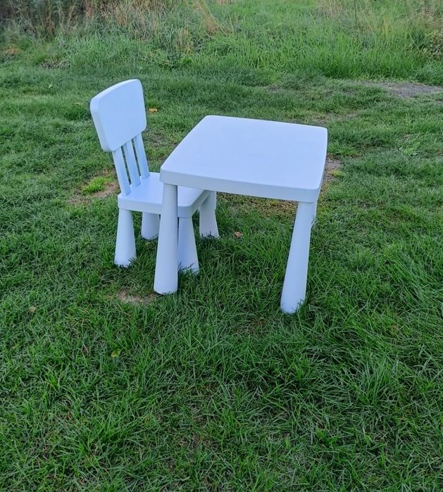 MAMMUT zestaw dziecięcy IKEA błękitny stolik + 1 krzesełko