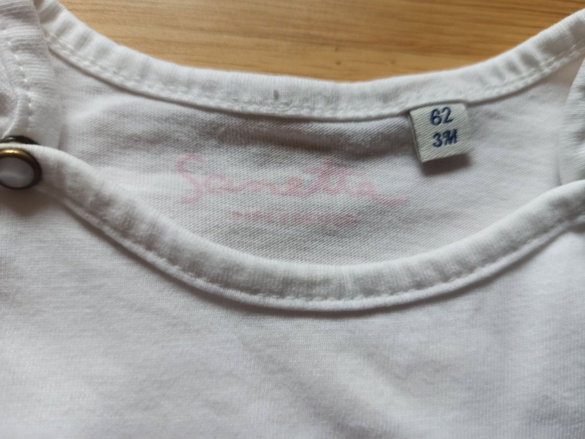 Biała bluzka z różowa kokardą dla dziewczynki 62 Sanetta