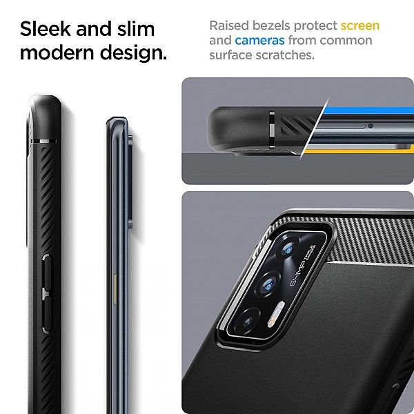 Etui Spigen Rugged Armor Matte Black + Szkło Płaskie do Realme Gt 5g