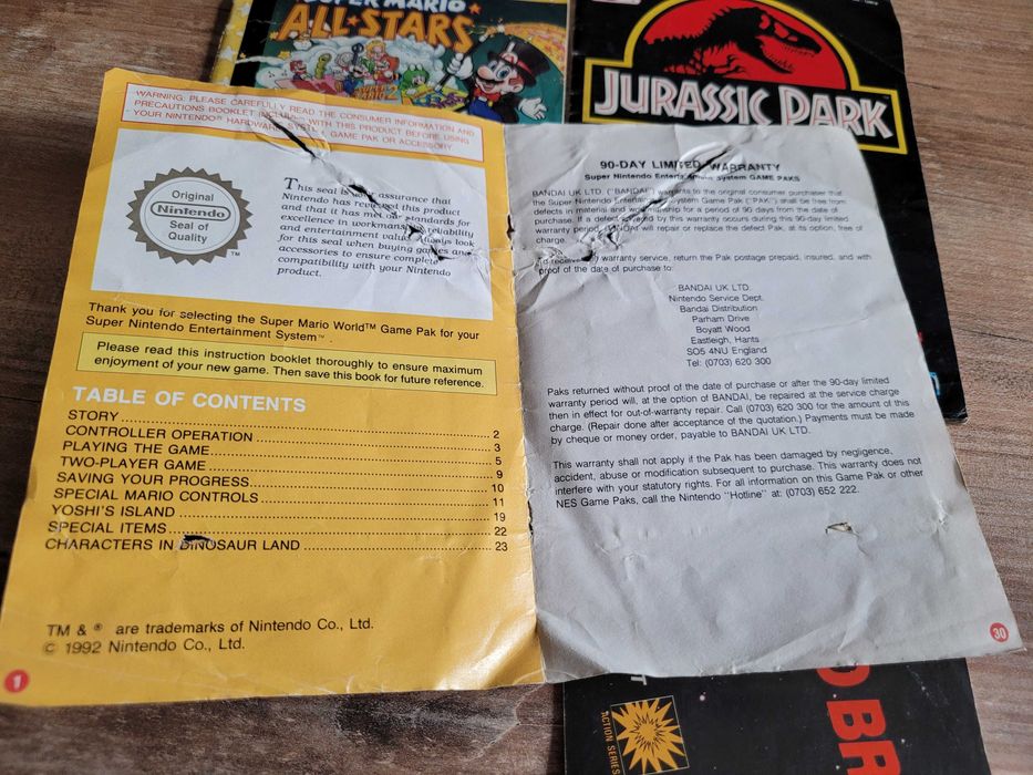 Instrukcje od Super Mario i Jurassic Park (SNES, NES)