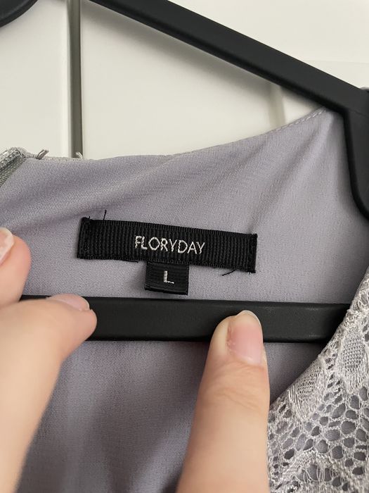 Długa szara sukienka na wesele elegancka L 40
