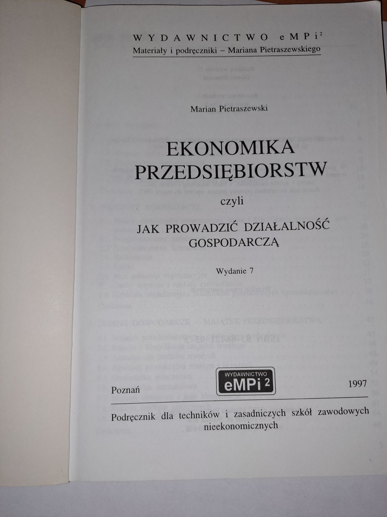 Ekonomika przedsiębiorstw  wyd. 1997