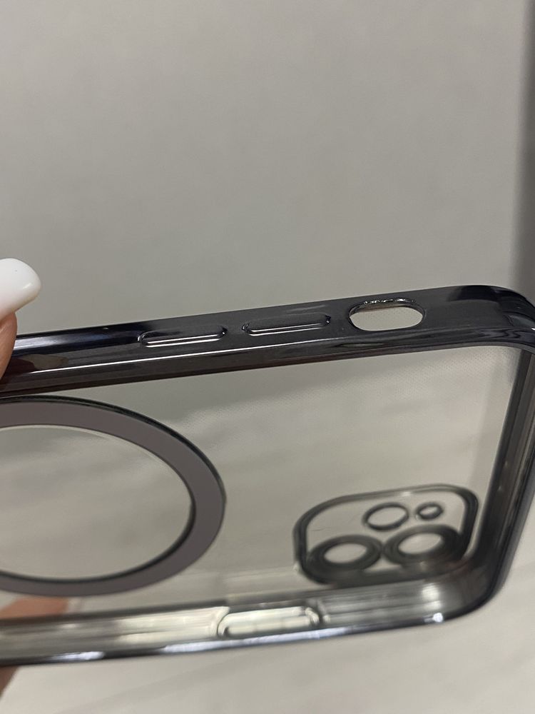 Чохол на айфон 11 iPhone прозорий чорний захист на камері  MagSafe