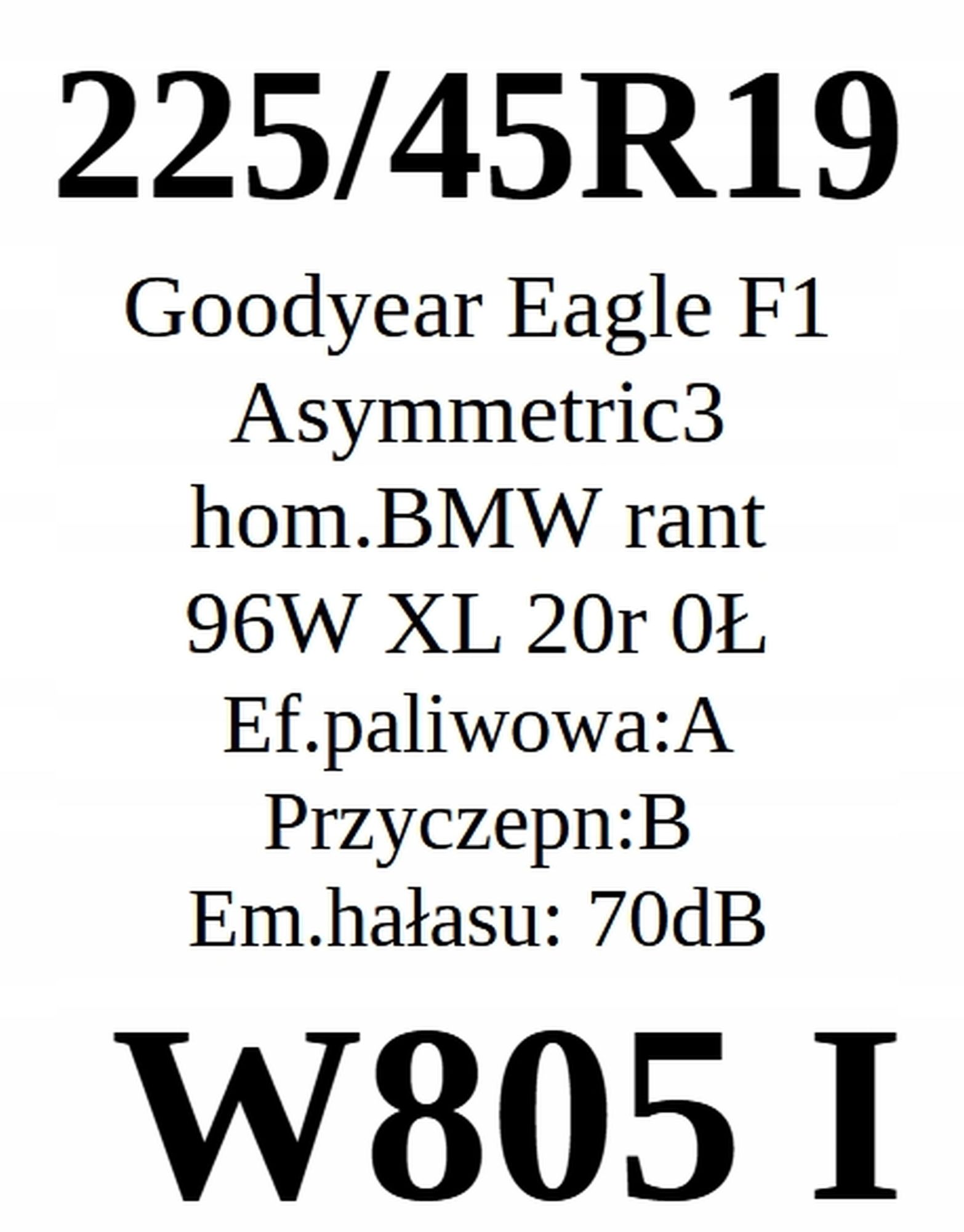 Opony 225/45/19 Goodyear 2020r 6,04mm Jak Nowe 4szt.=1100zł L