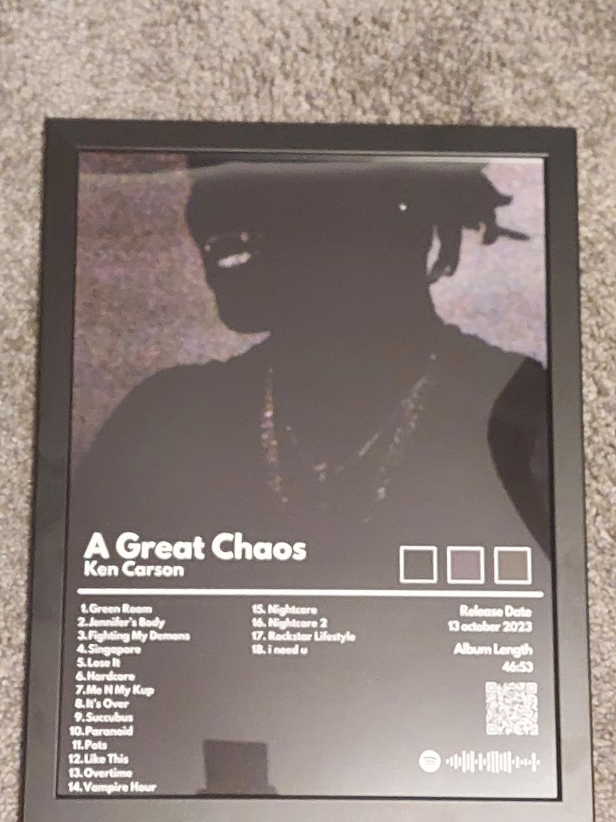 Plakat z dowolnym albumem muzycznym, wraz z ramką 30x40cm