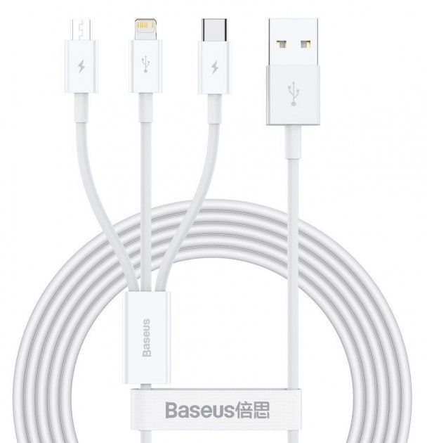 Кабель Baseus 3-in-1 USB - Type-C + iPhone + Micro / 150см
