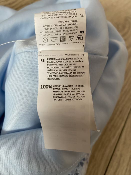 Sukienka Cropp błękitna S/36 baby blue koronkowa na lato letnia