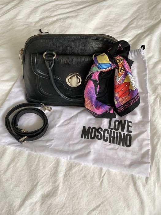 vintage torba torebka Moschino na ramię z piękną apaszką