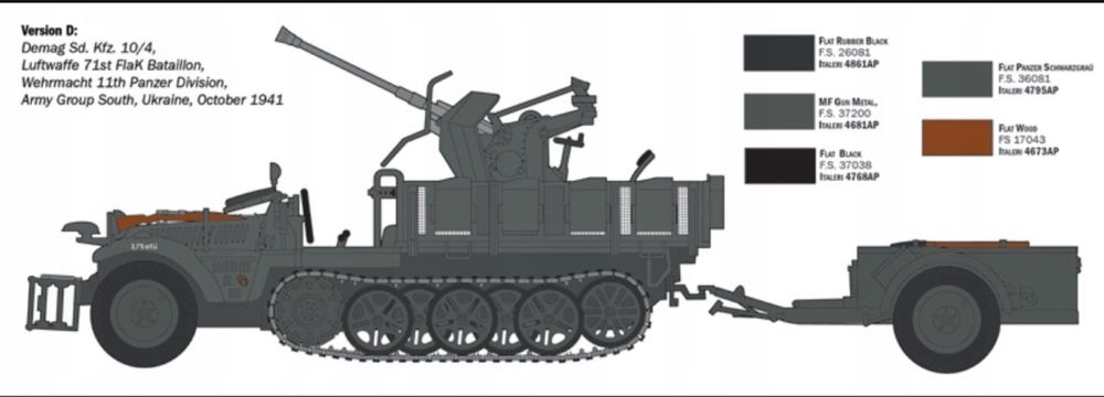 Italeri 6395 model 1/35 pojazd Sd.Kfz.10/4 with FLAK 30 and crew