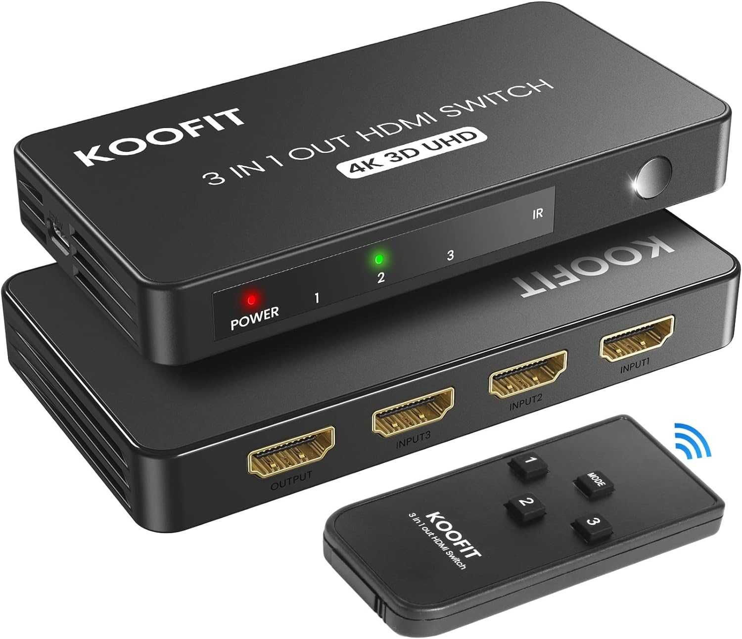 Przełącznik HDMI, przełącznik HDMI 3 w 1 z pilotem zdalnego sterowania