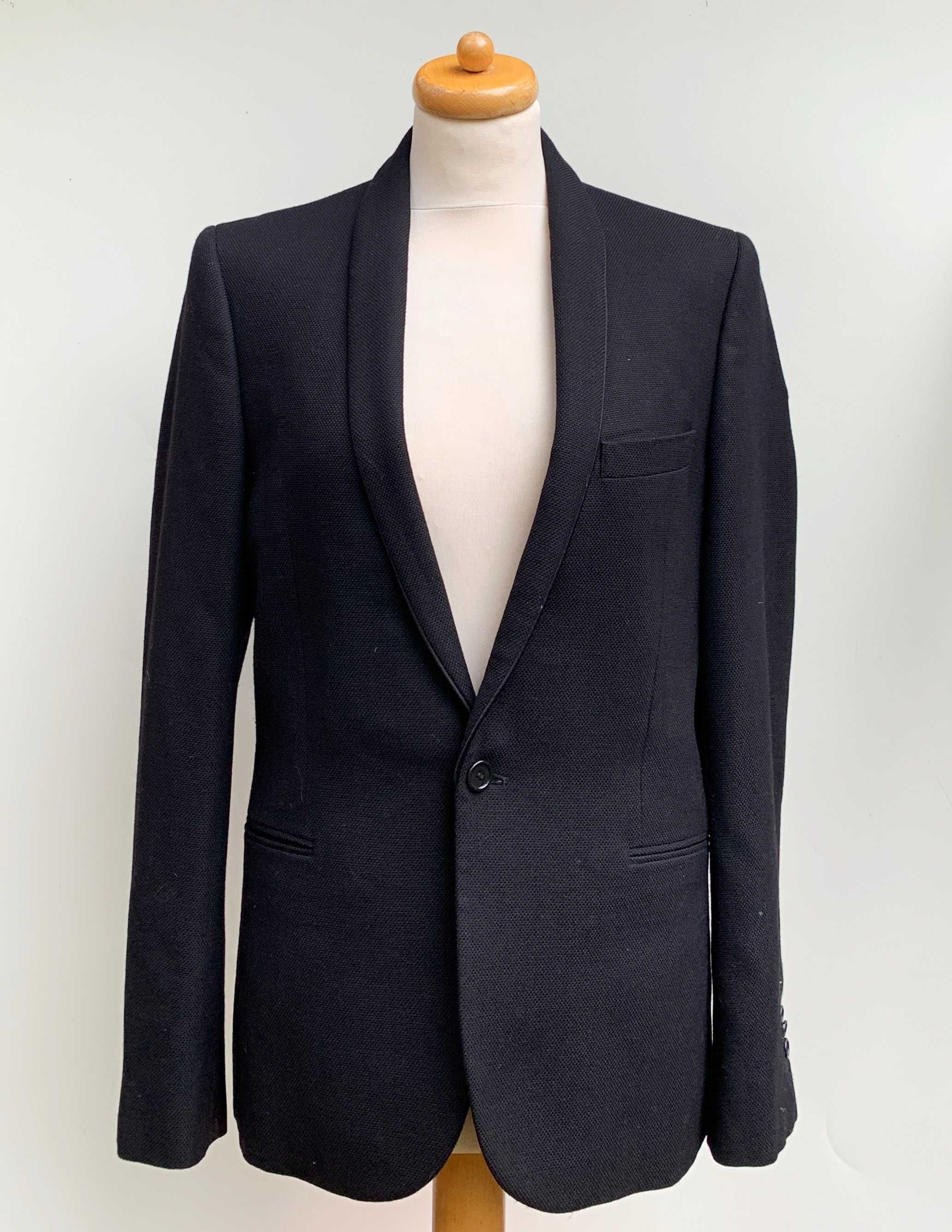 Marynarka Czarna Topman 96 cm R Blezer Elegancka Wełna Wełniana