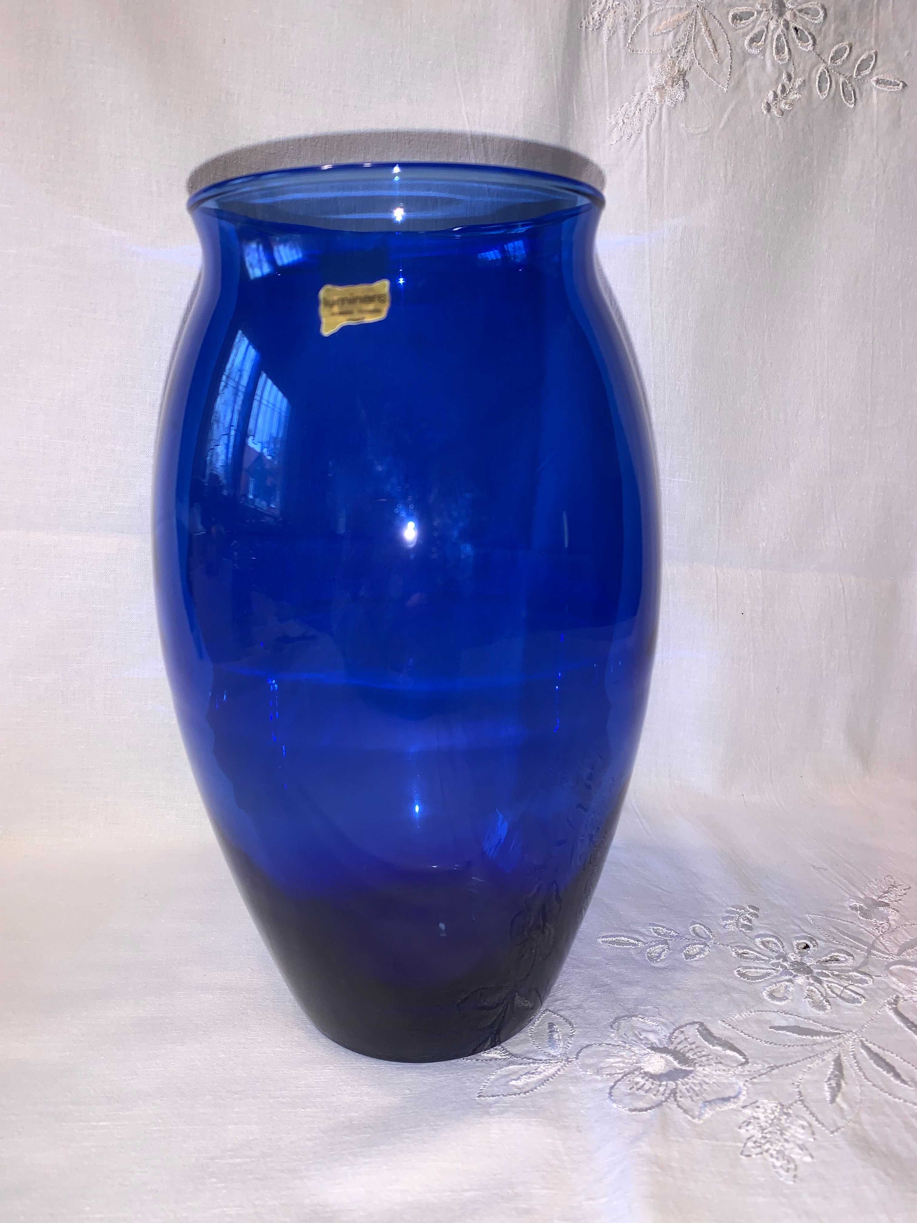 Duży kobaltowy wazon Huta Krosno