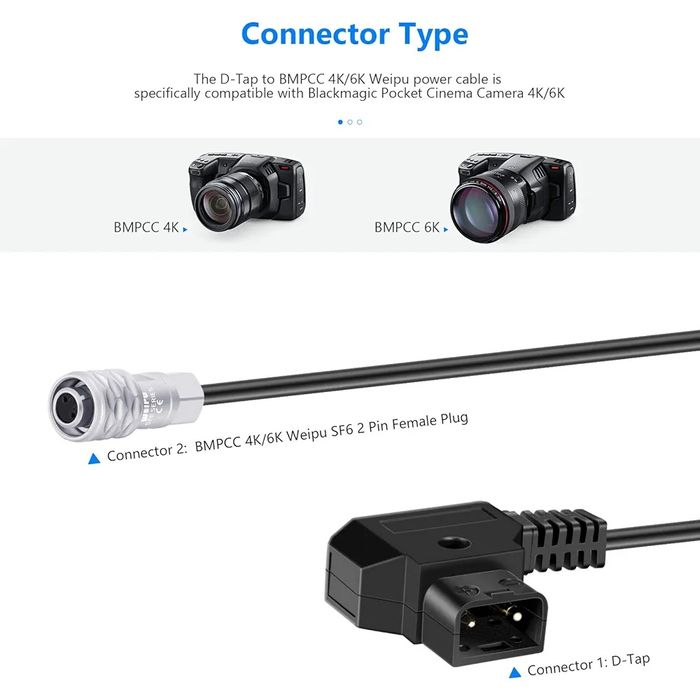 Кабель живлення D-tap для BMPCC 4K,6К (витий)