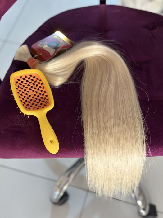 Włosy dziewicze polskie rozjasnione blond 50cm