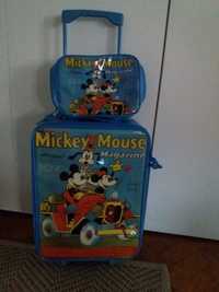Mala / troley de viagem de criança vintage da Disney, Mickey Mouse