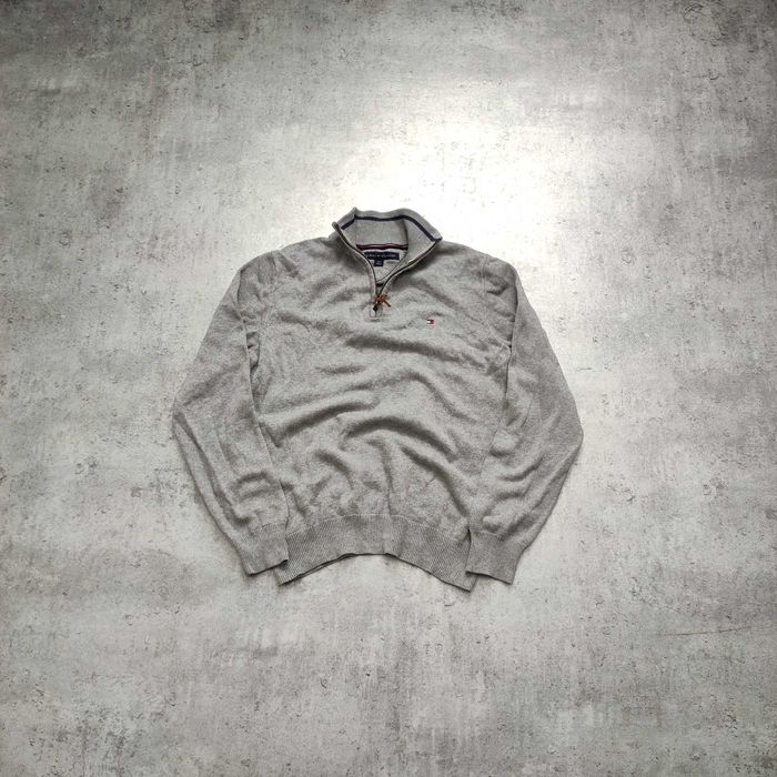 MĘSKI Sweter PREMIUM Szary Rozpinany Elegancki Tommy Hilfiger TH Logo