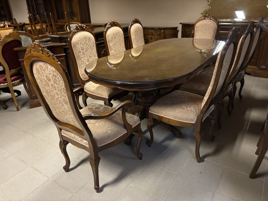 Piękny Włoski Stół 240 cm 8 Krzeseł / Foteli Meble Stylowe Italy
