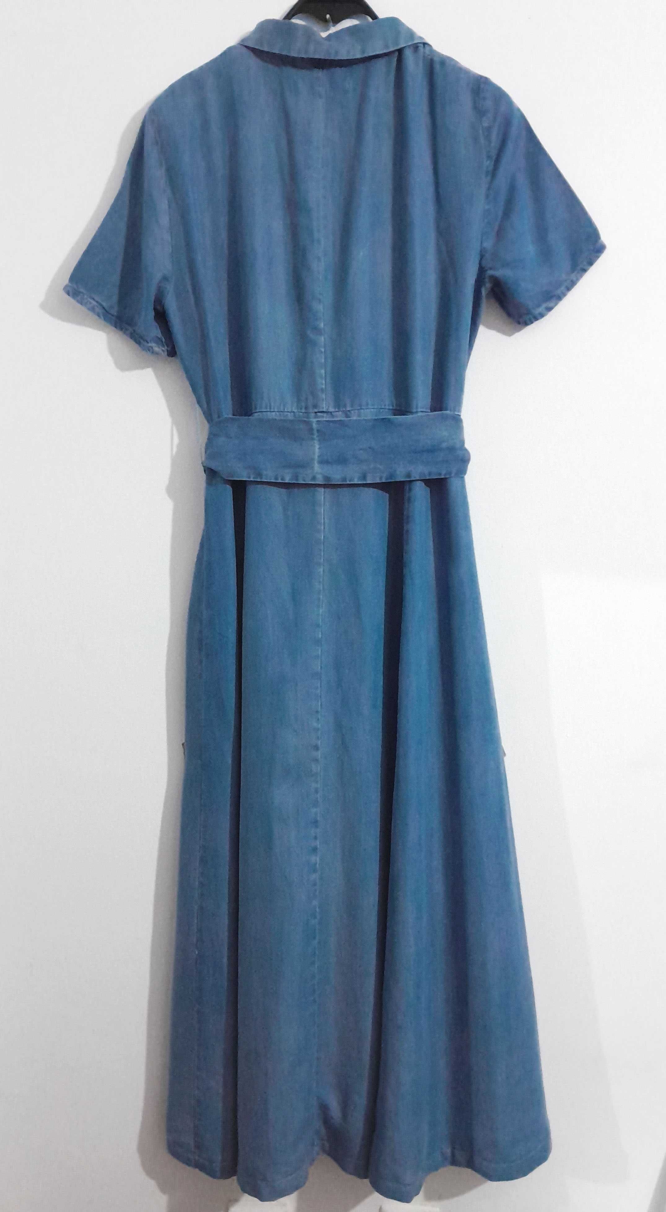Vestido comprido azul 'ganga' em liocel Zara Tam L