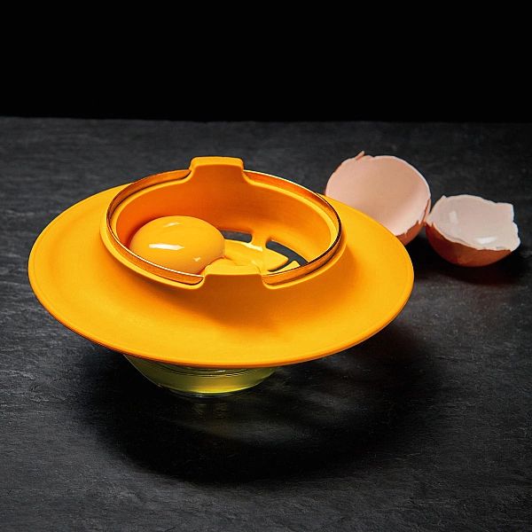Separator do jajek, silikon/stal nierdzewna, śred. 14,5 cm, żółty / Lu