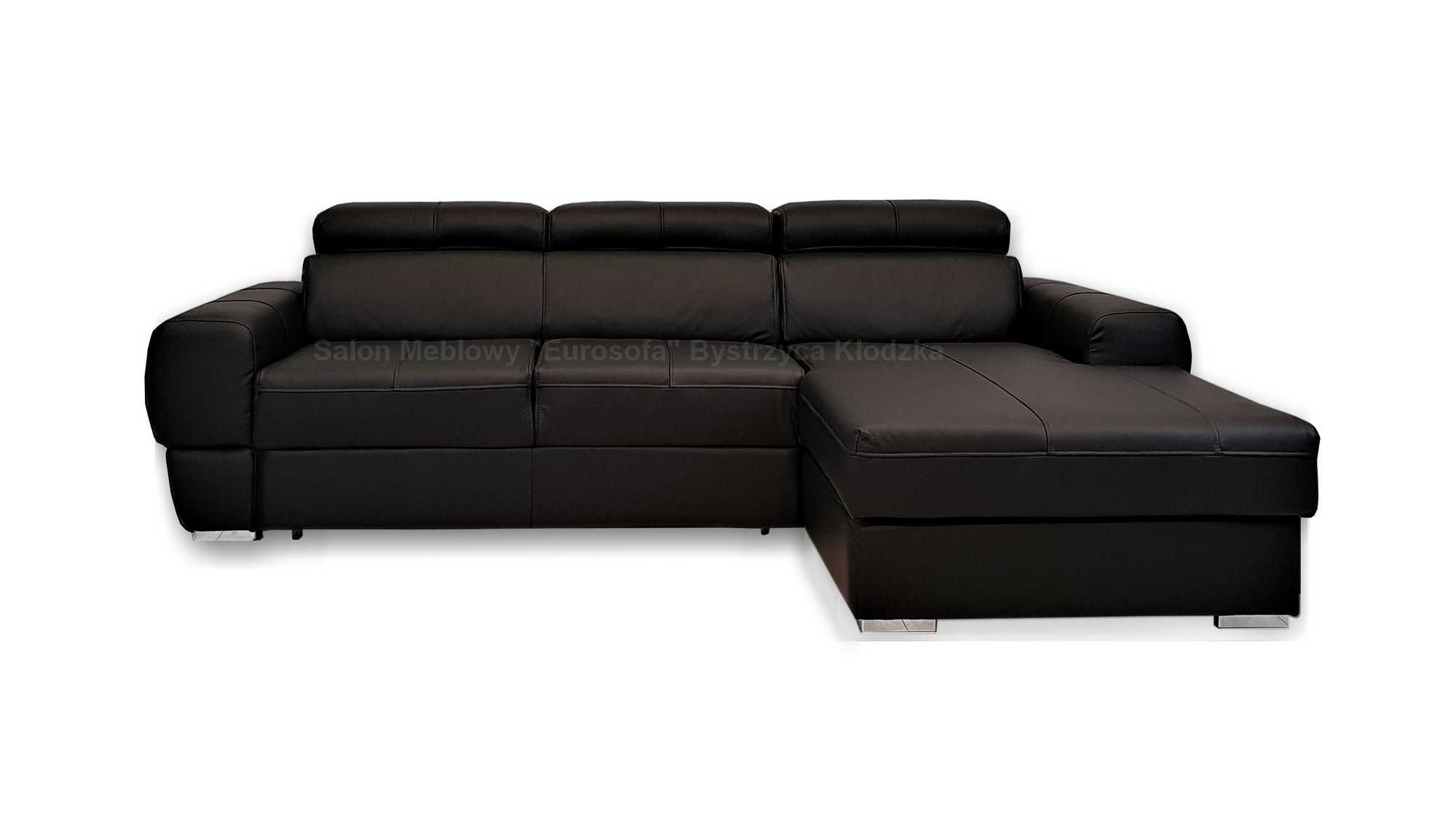 Mały narożnik 251x167 skóra naturalna czarna, rogówka skórzana, sofa