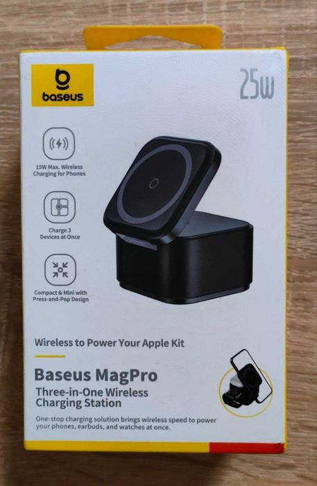 Бездротова зарядна станція Baseus MagPro Series  3in1 Magnetic 25W
