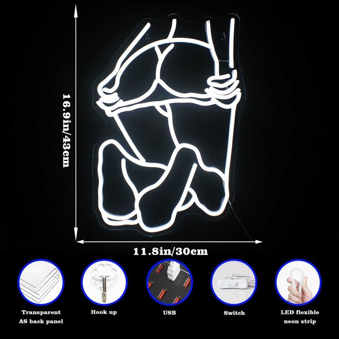 Unikalny Neon LED USB na ścianę klęcząca kobieta
