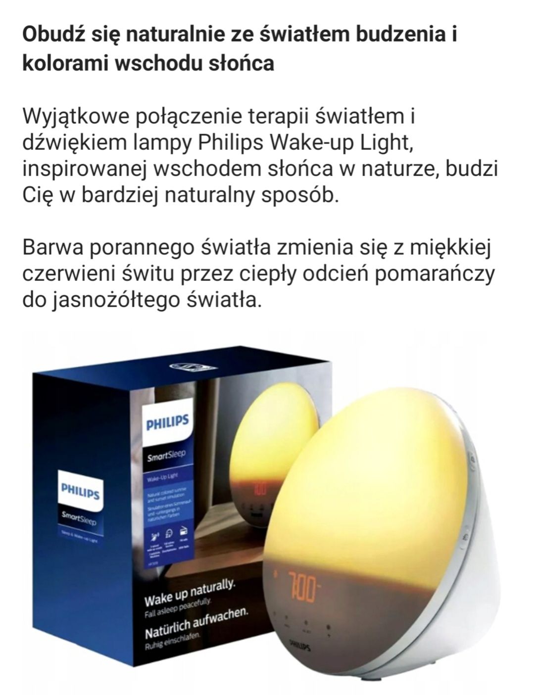 Budzik lampa radio zegar Philips -50% nowe z Niemiec