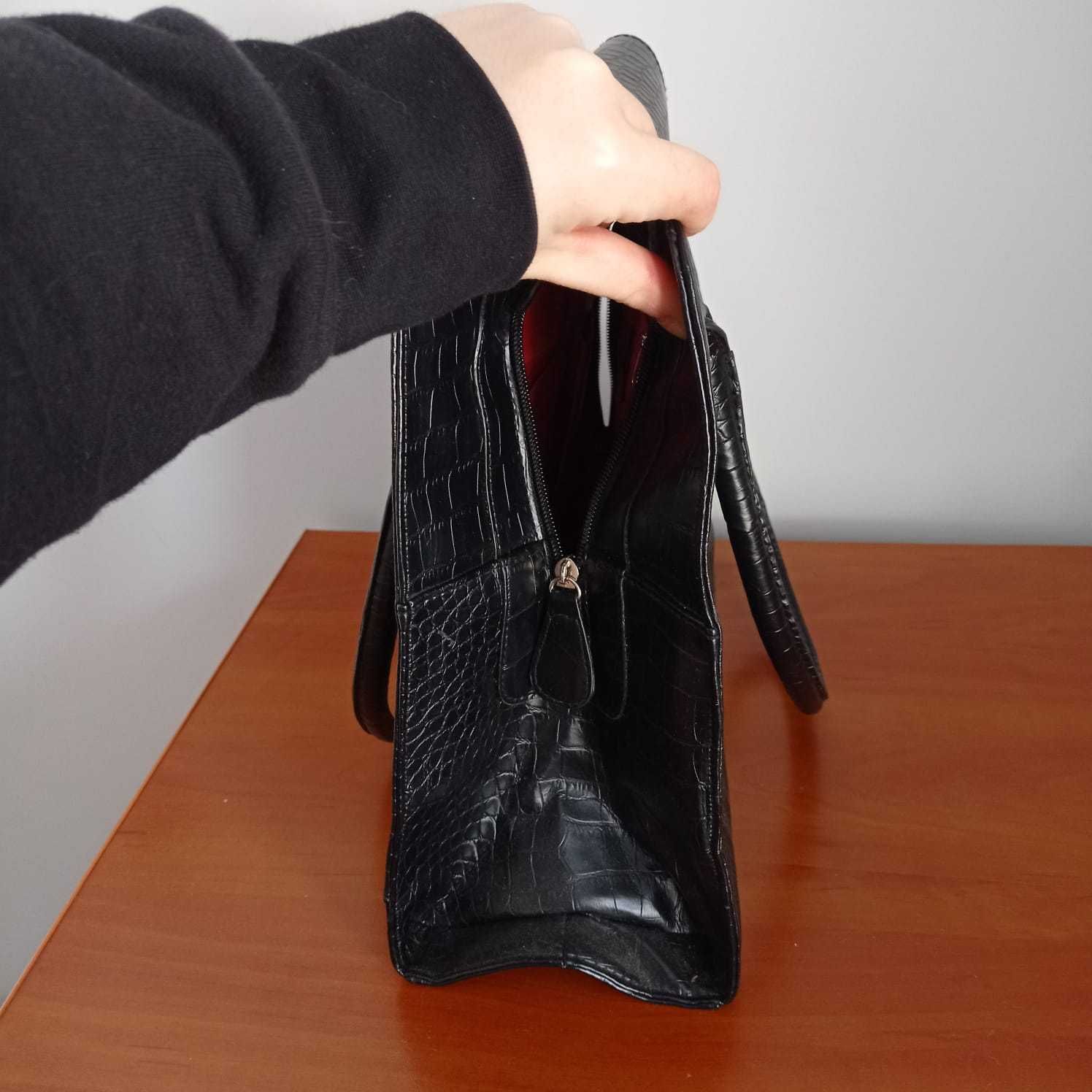 Torba torebka czarna elegancka shopper shopperka duża pojemna