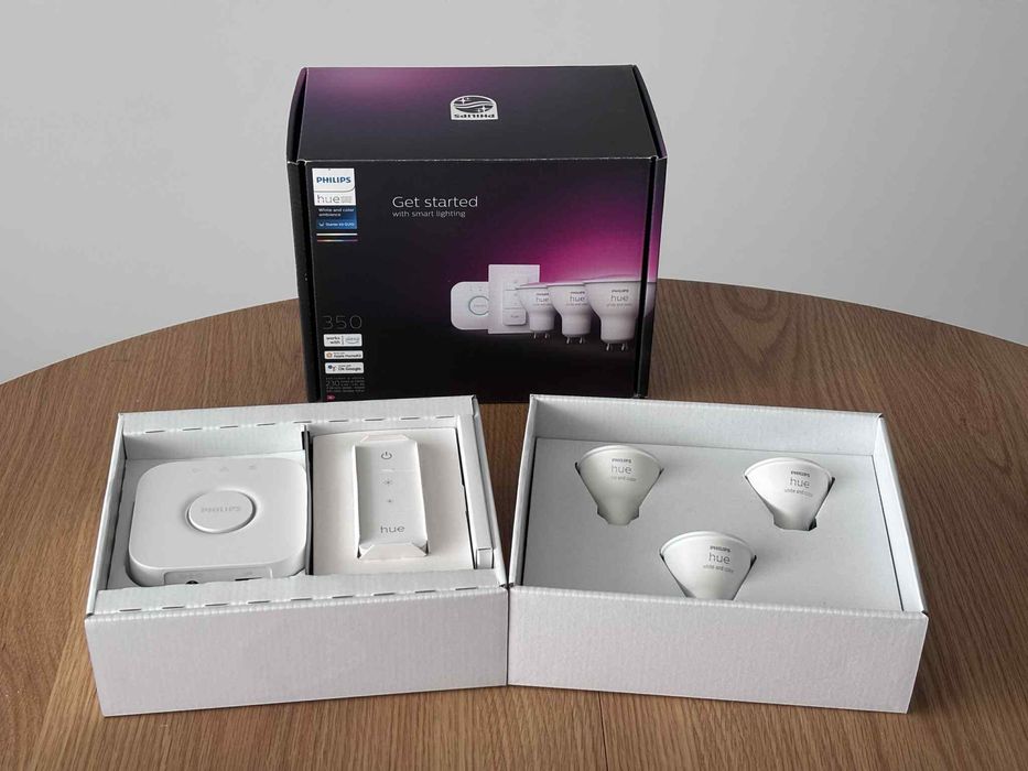 Philips Hue Zestaw - Color 3x GU10 RGBW 5,7W +Mostek +Przełącznik NOWY