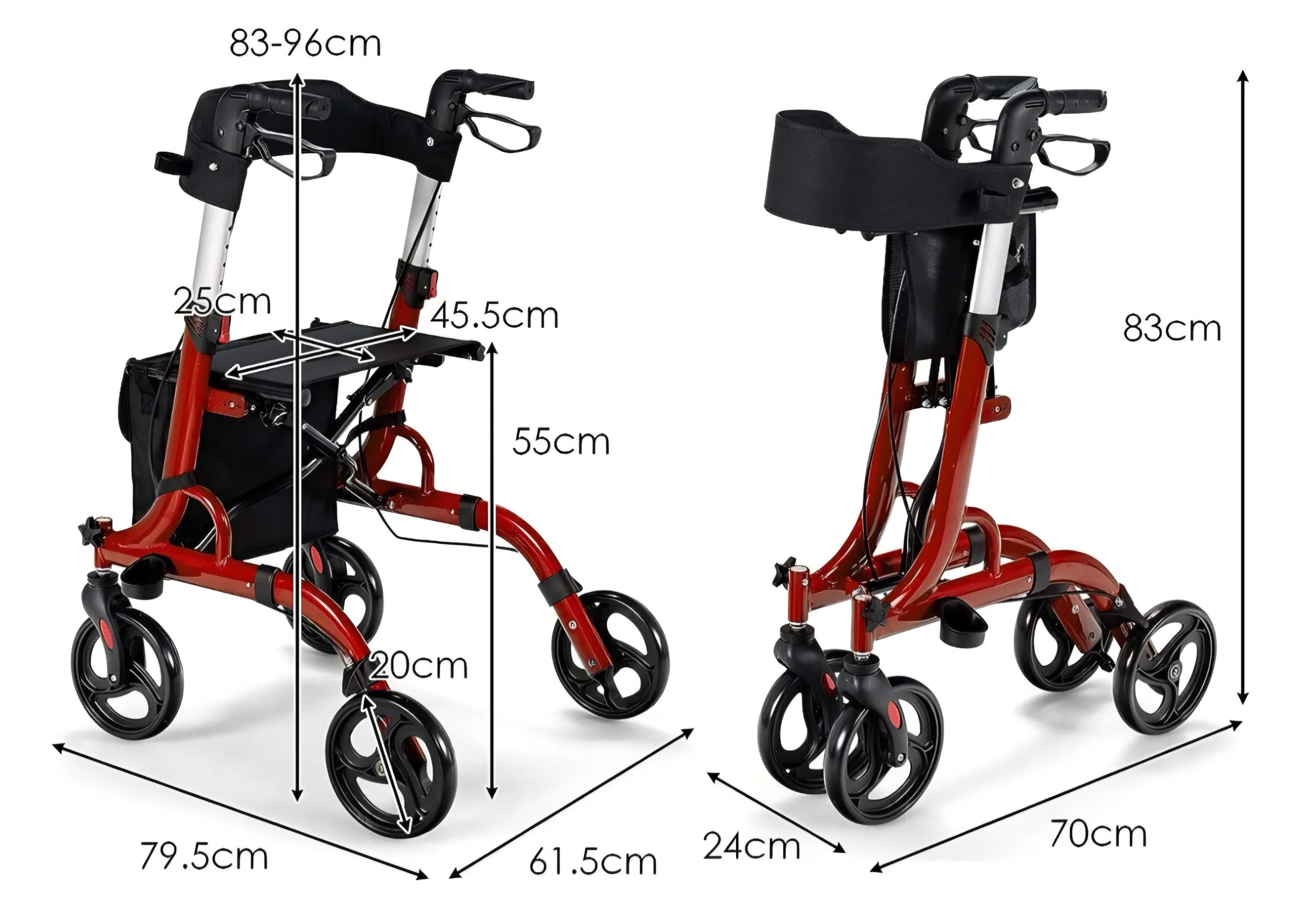 Chodzik balkonik rollator składany z siedziskiem 2w1 lekki aluminium