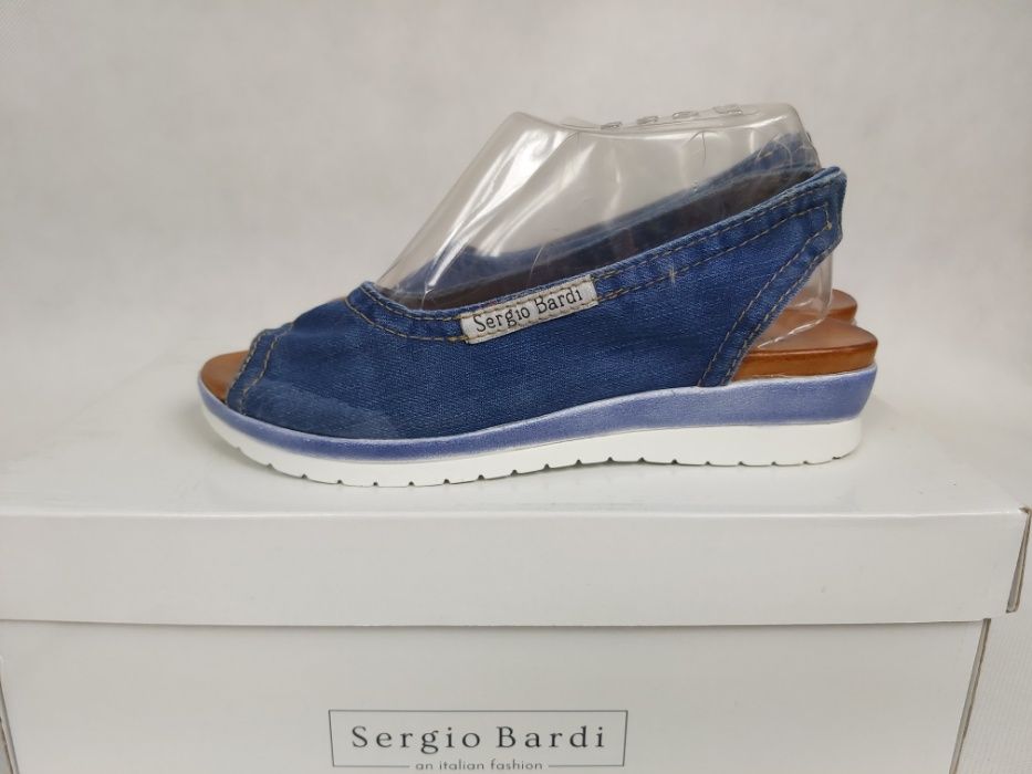 Sandały SERGIO BARDI jeansowe dżins niebieskie 37 platforma