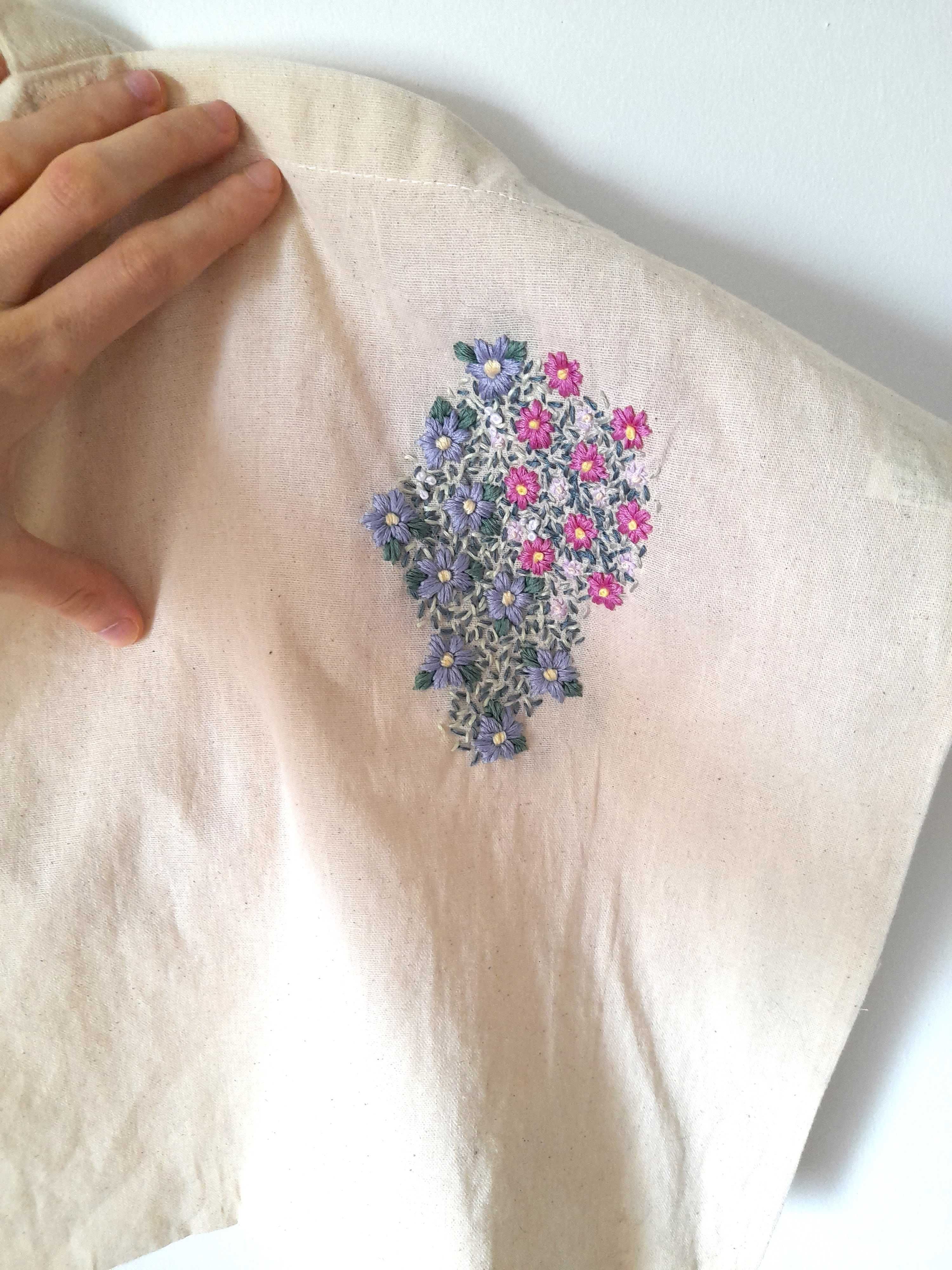 Tote bag XL 100% algodão bordada à mão nova