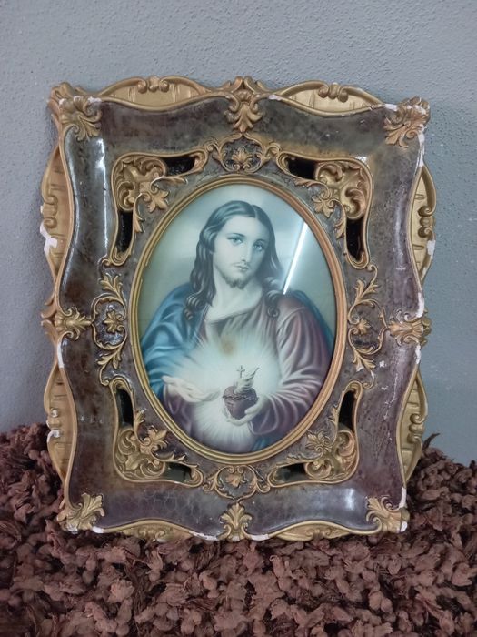 Quadro muito antigo sagrado coração de Jesus