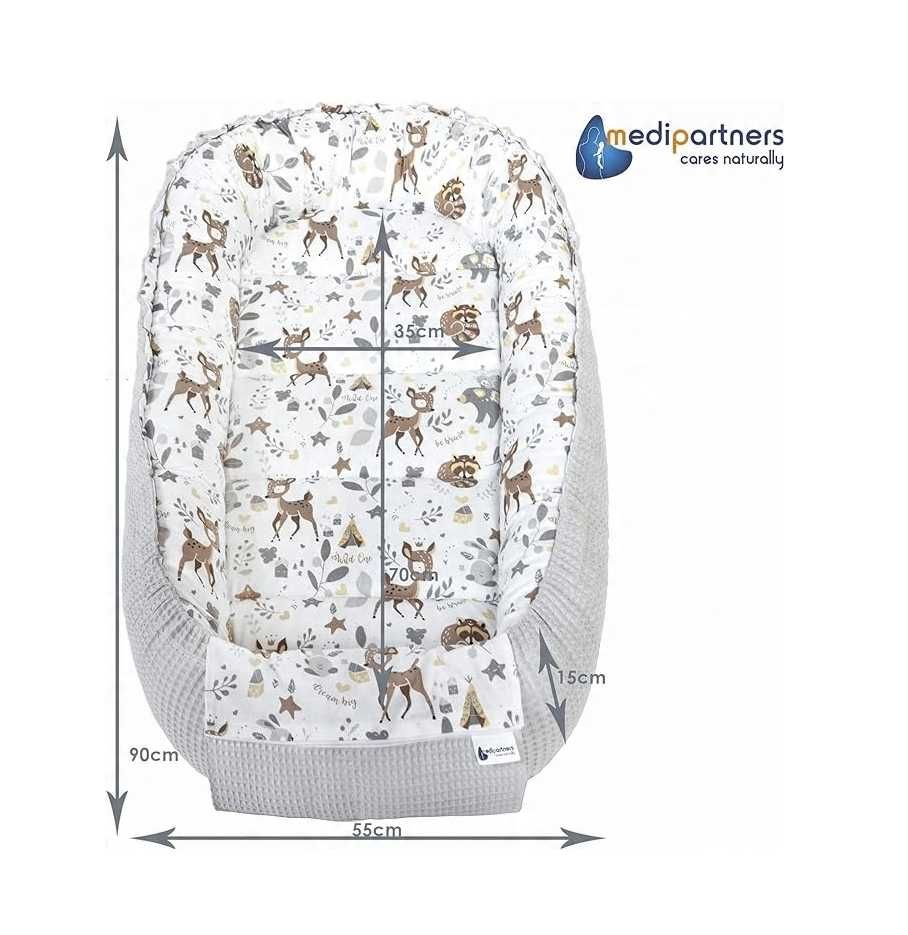 Dwustronny Kokon dla niemowląt 100% Bawełna 100x60x15cm Medi Partners