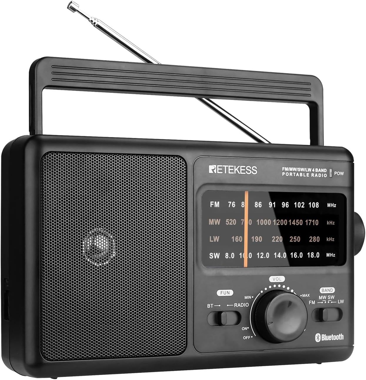 Przenośne radio FM MW LW SW z Bluetooth Retekess TR626