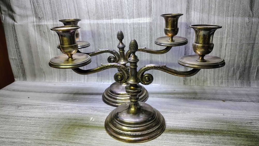 Para srebrnych świeczników - próba 835 - Antyk