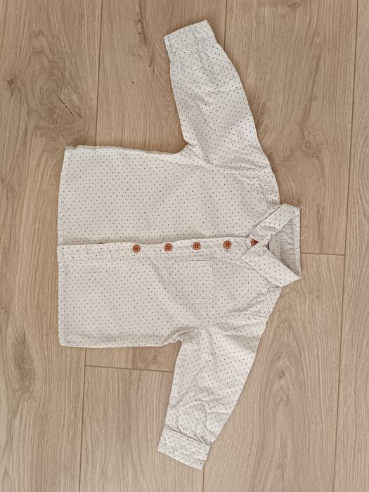 Koszula biała w kropeczki na długi rękaw chłopięca cool club 74