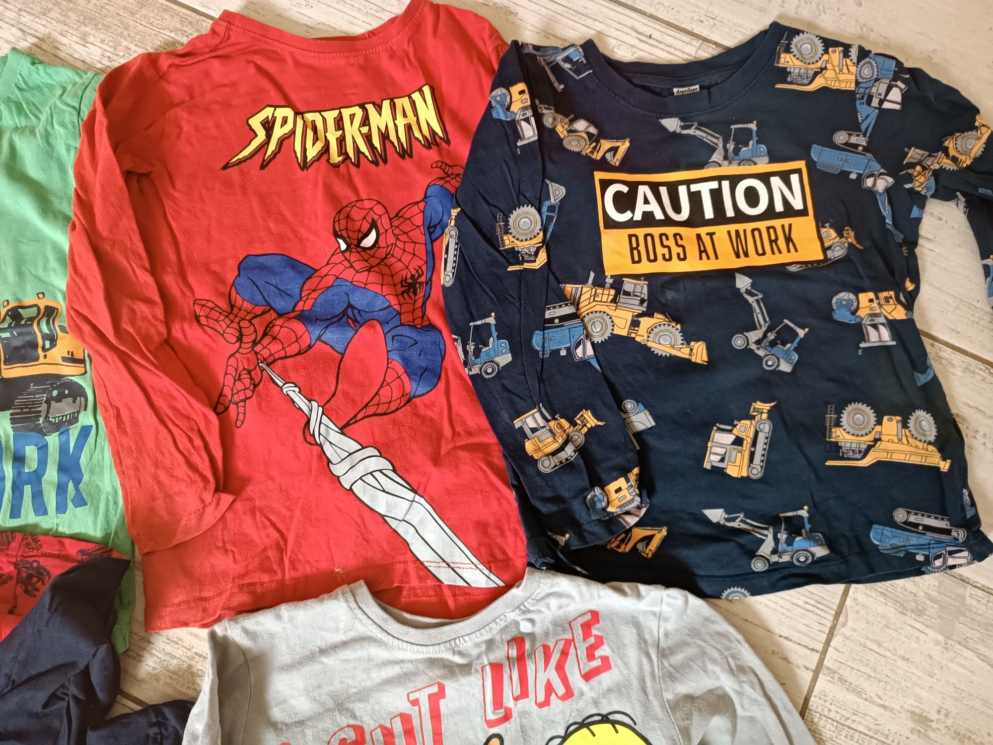 Zestaw bluzek dla chłopca Spiderman koparki 116
