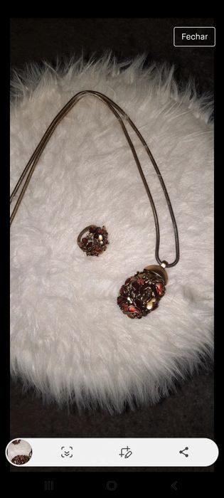 Conjunto colar e anel borboletas